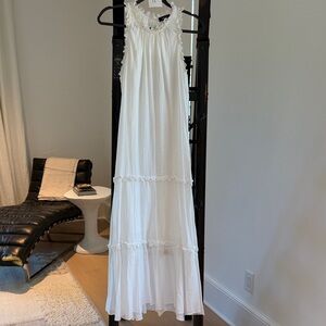 ME+EM White Maxi Dress with Ruffle Trim